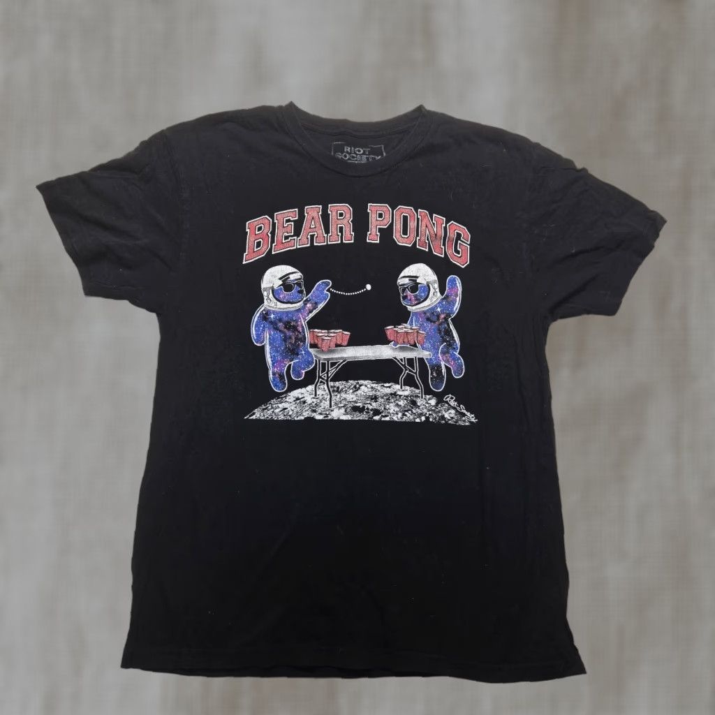 Vintage Riot Society Bear Pong Graphic T-Shirt Mens Large Black Cotton Animals 2010s Size US L / EU 52-54 / 3 - 1 Thumbnail