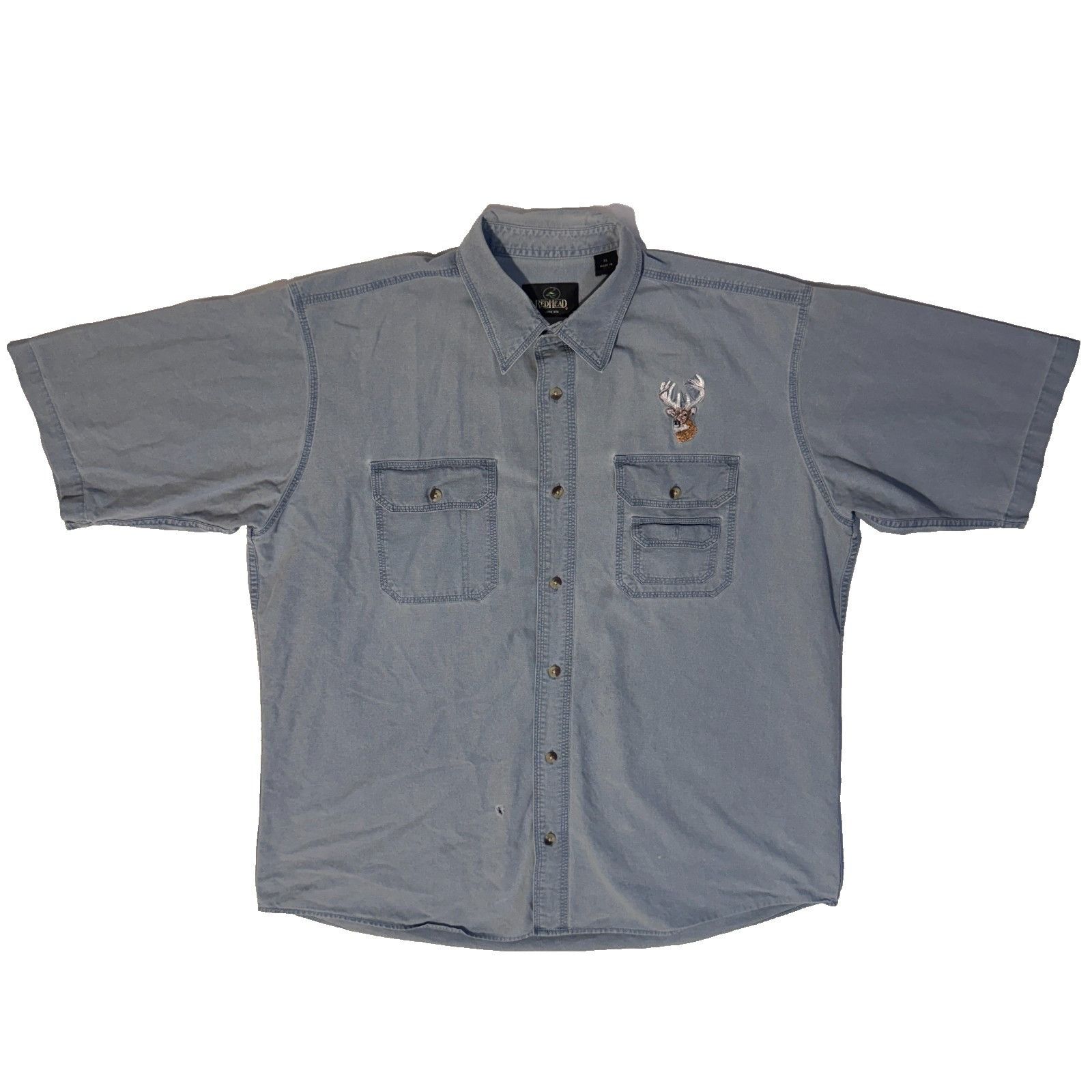 Redhead Vintage RedHead Denim Button Up Shirt XL Blue Deer Embroider Size US XL / EU 56 / 4 - 1 Thumbnail