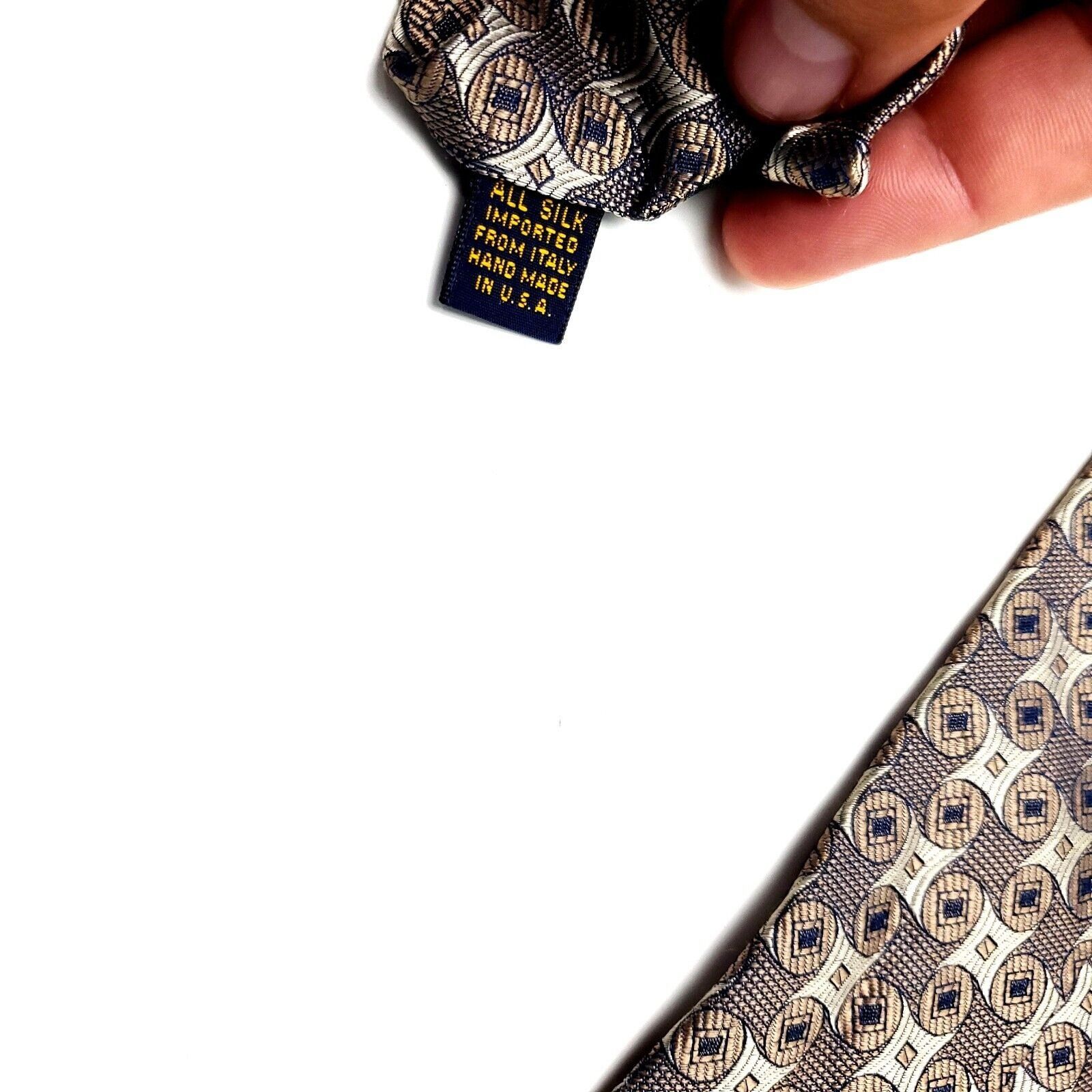 XMI Platinum XMI Platinum Silk Tie Woven Beige Geometric Size ONE SIZE - 4 Thumbnail
