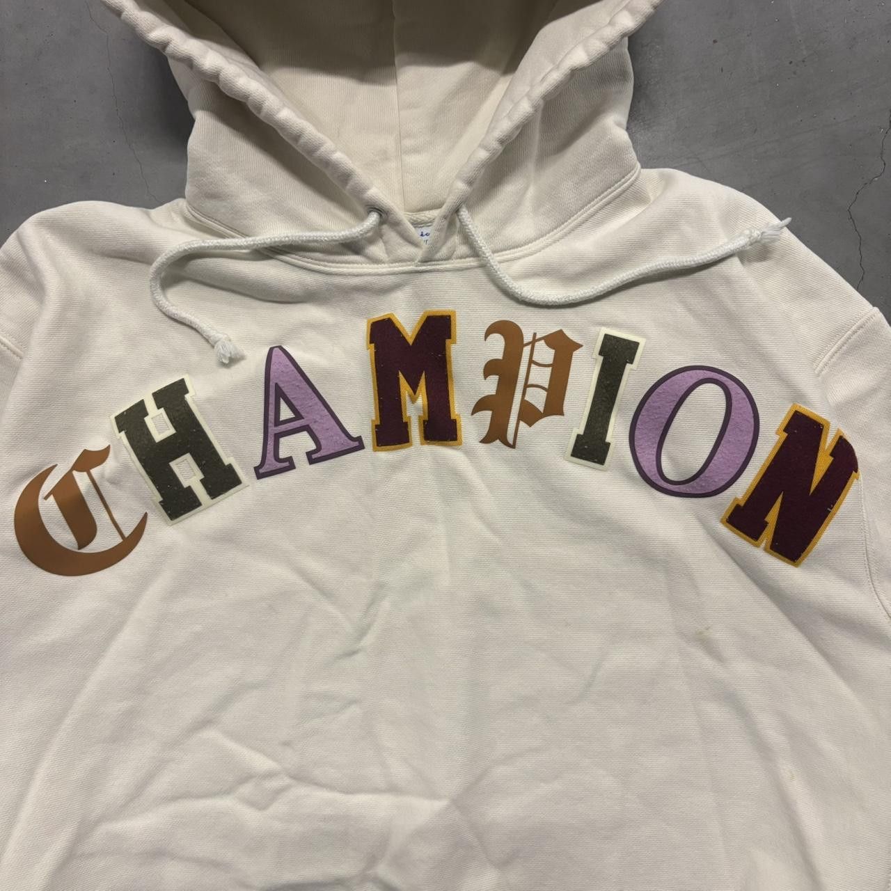 Champion Crazy Vintage Y2K/2000s Cropped White Cream Champion Quality Hoodie! Size US XL / EU 56 / 4 - 2 Thumbnail