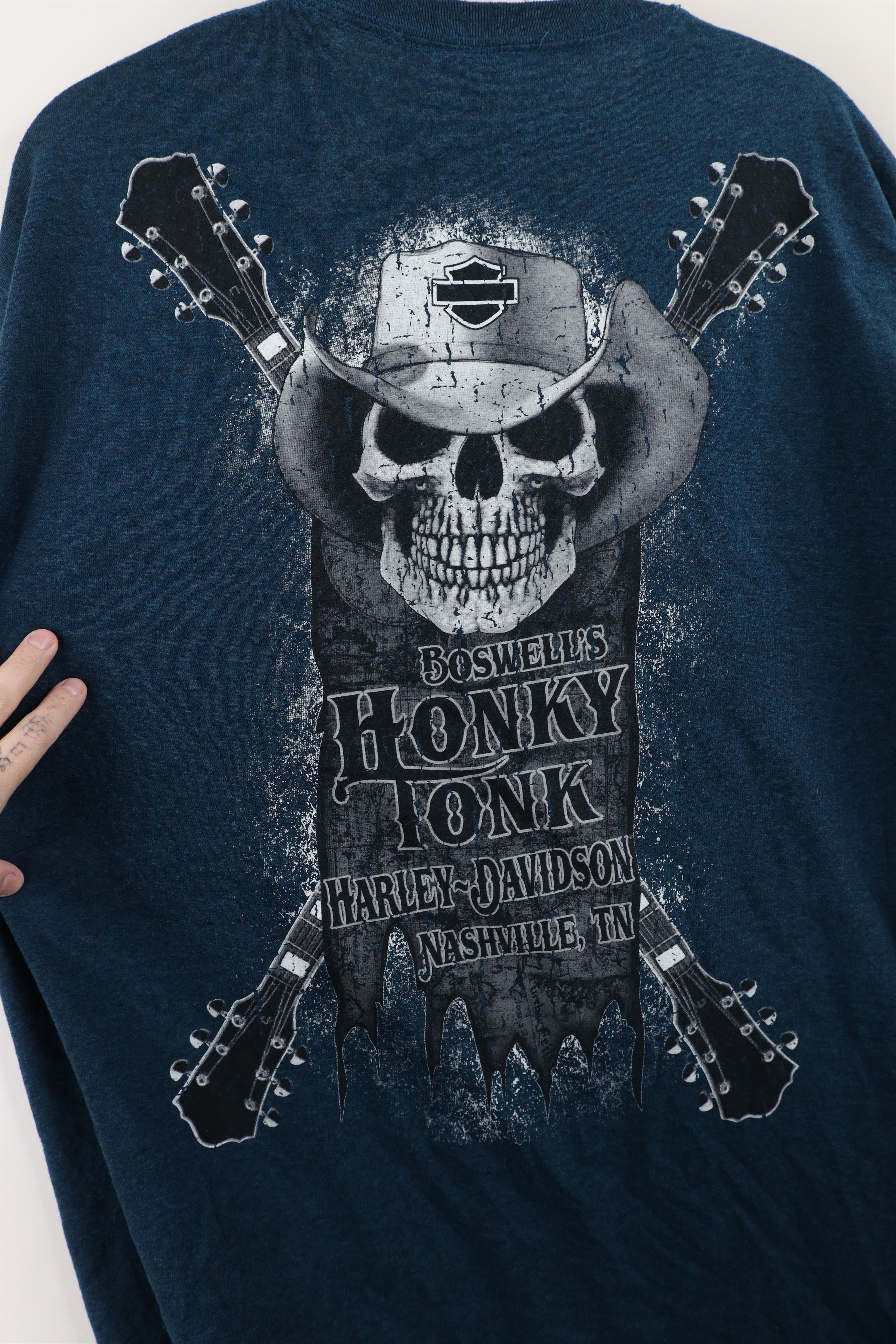 Harley Davidson × Vintage Vintage Y2K Harley Davidson Guitar Fire Flames Skull T-Shirt Size US L / EU 52-54 / 3 - 10 Thumbnail