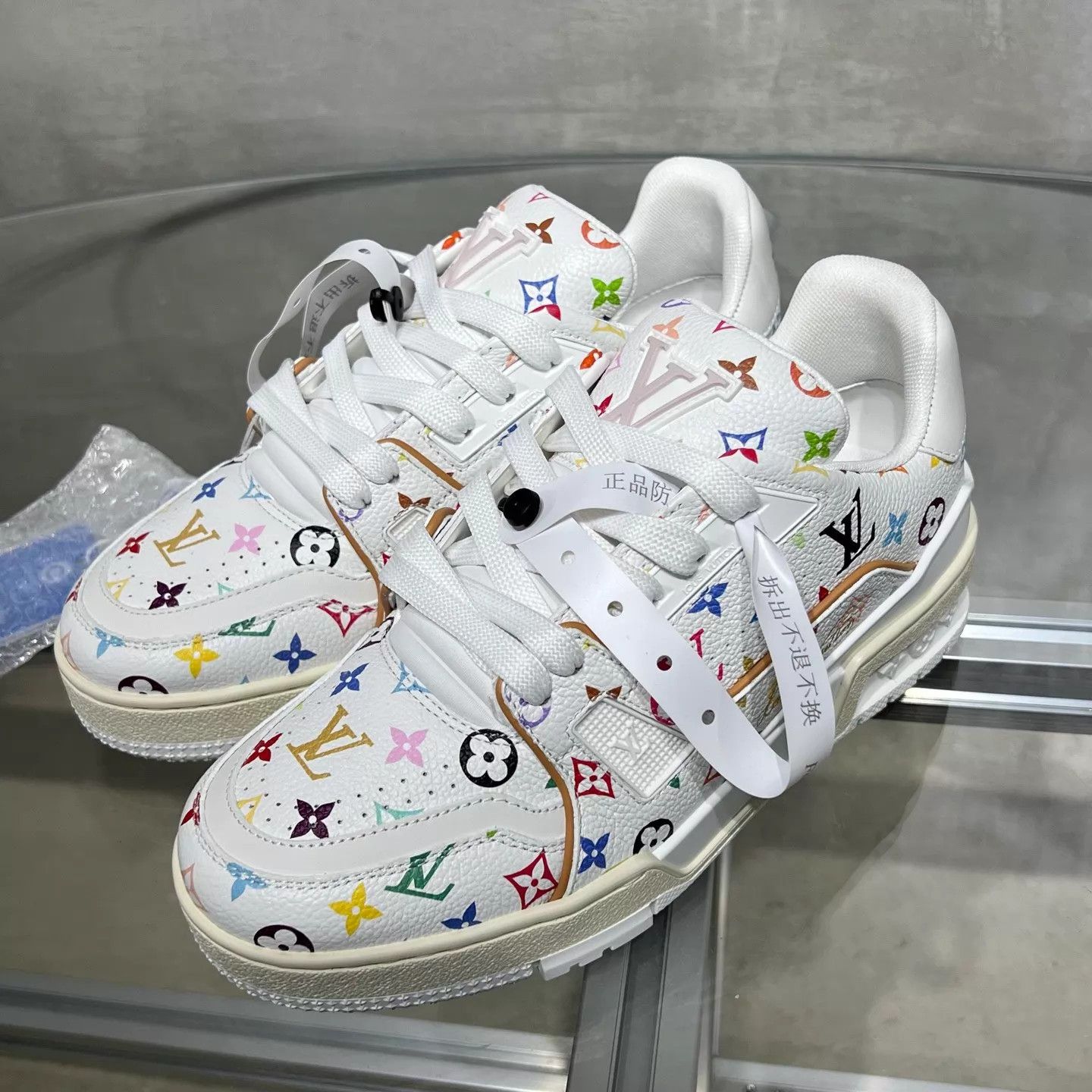 Louis Vuitton LV x Takashi Murakami White Multicolor Trainer 35.5 Size US 5 / IT 35 - 2 Thumbnail