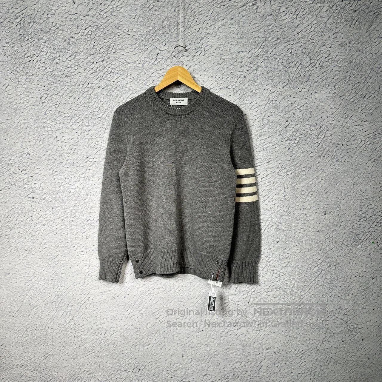 Thom Browne thom browne gray merino wool long sleeve sweater. Size US S / EU 44-46 / 1 - 1 Thumbnail