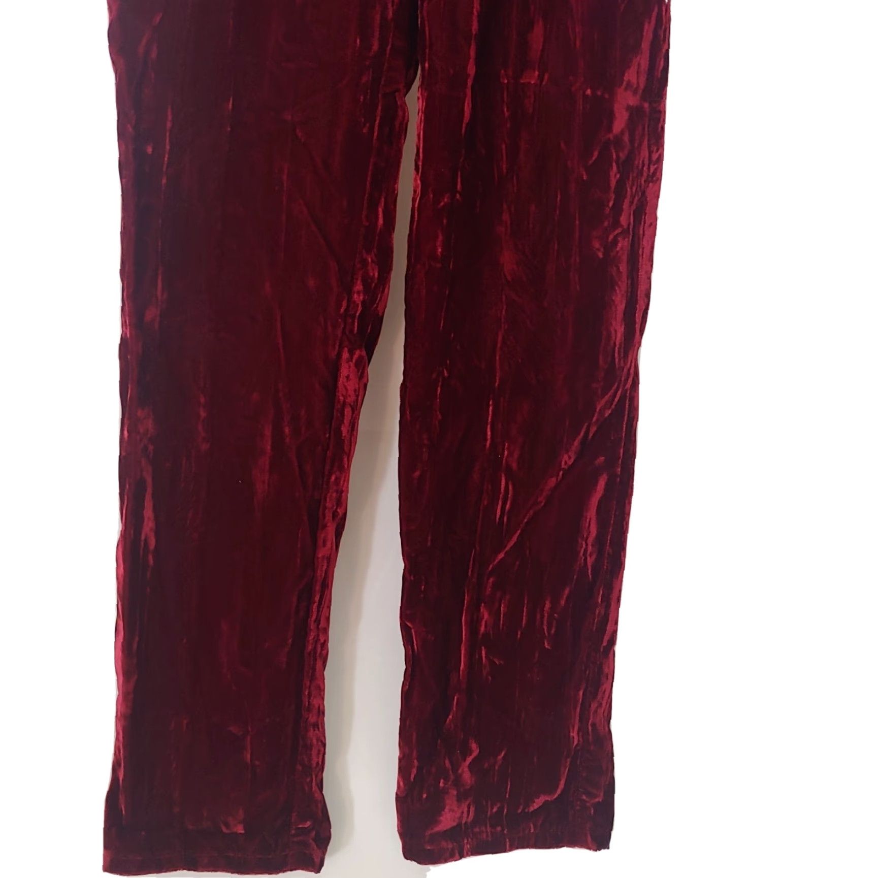 Vintage VINTAGE Moda International Women's Jeans 8 Red Crushed Velvet Straight Leg Pants Size 30" / US 8 / IT 44 - 5 Thumbnail