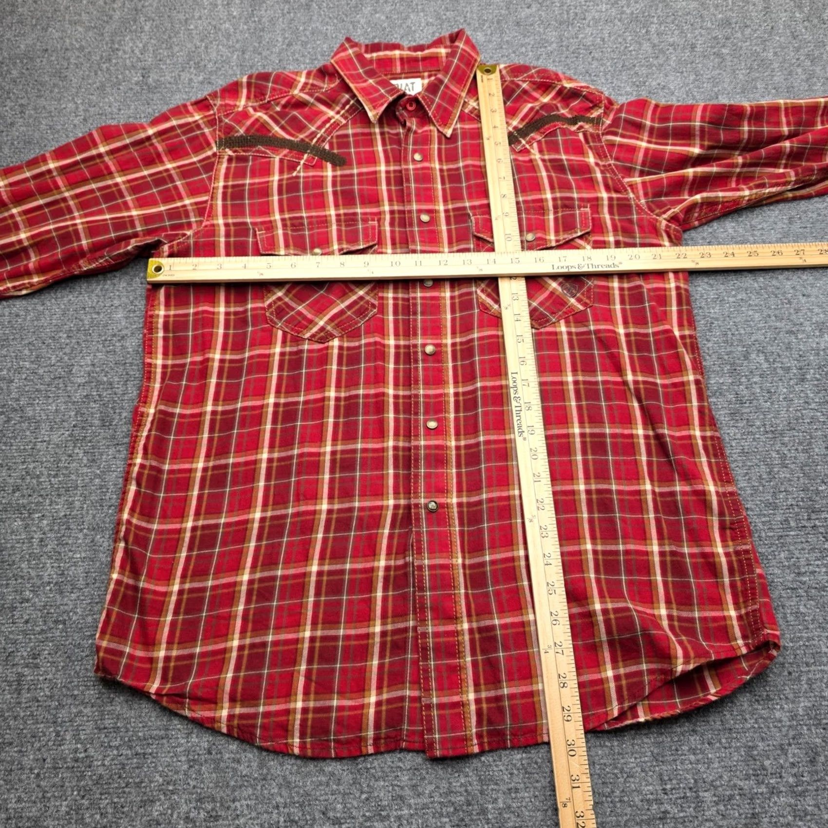 Ariat Ariat Mens Large Hart Plaid Pearl Snap Western Shirt Embroidered Yoke Size US L / EU 52-54 / 3 - 4 Thumbnail