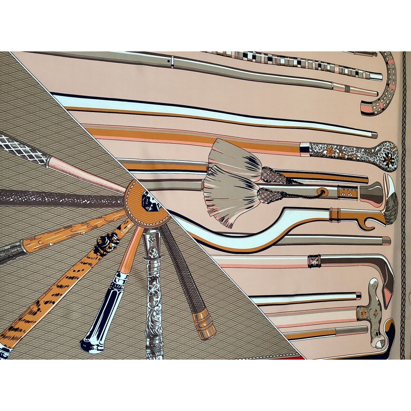 Designer Amazing Multicolor Mens Walking Cane Print Silk Scarf 50" - Size ONE SIZE - 9 Thumbnail