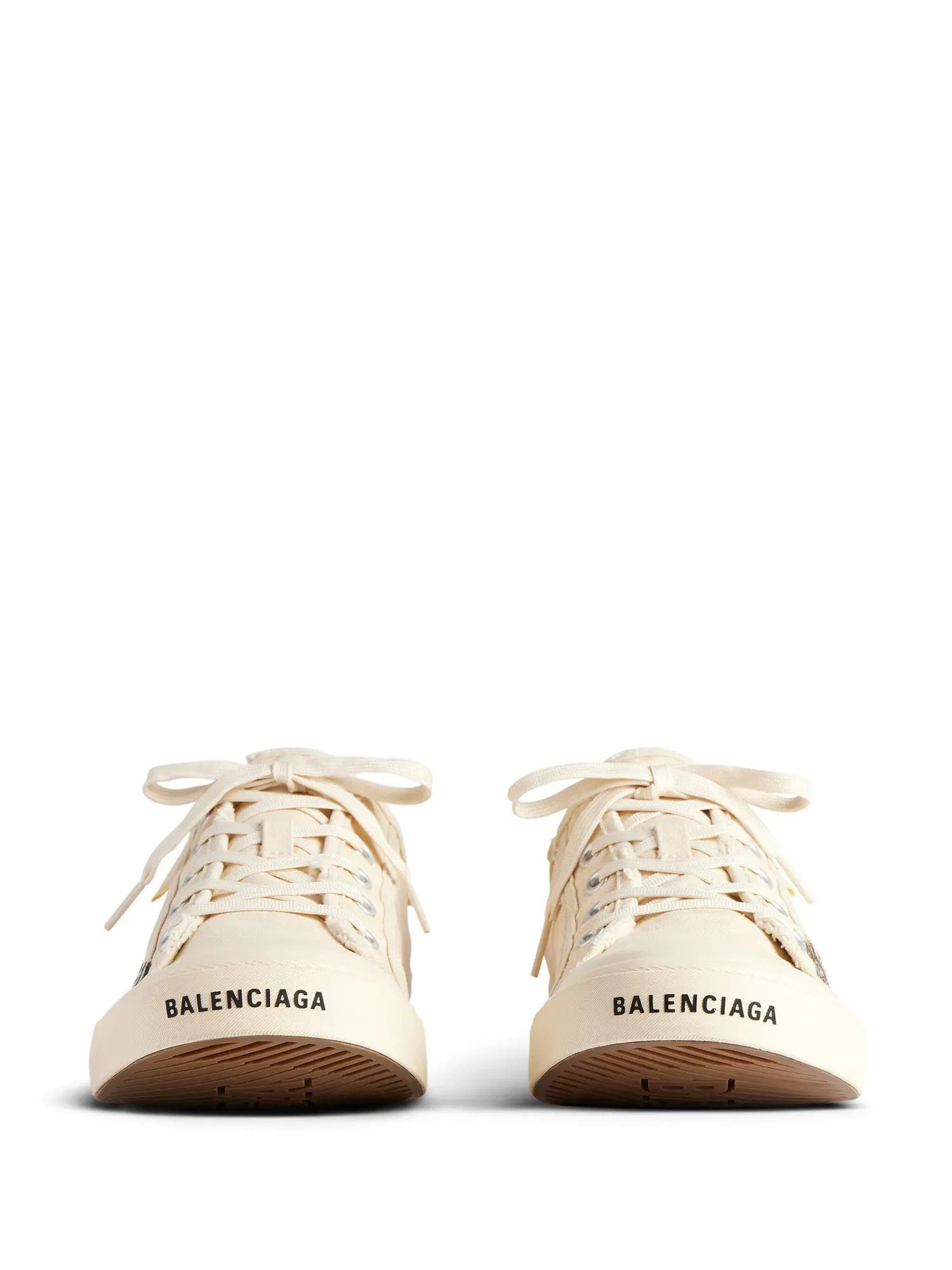 Balenciaga o1srvl11e0325 Paris Low Top Sneakers in Beige Size US 12 / EU 45 - 3 Thumbnail