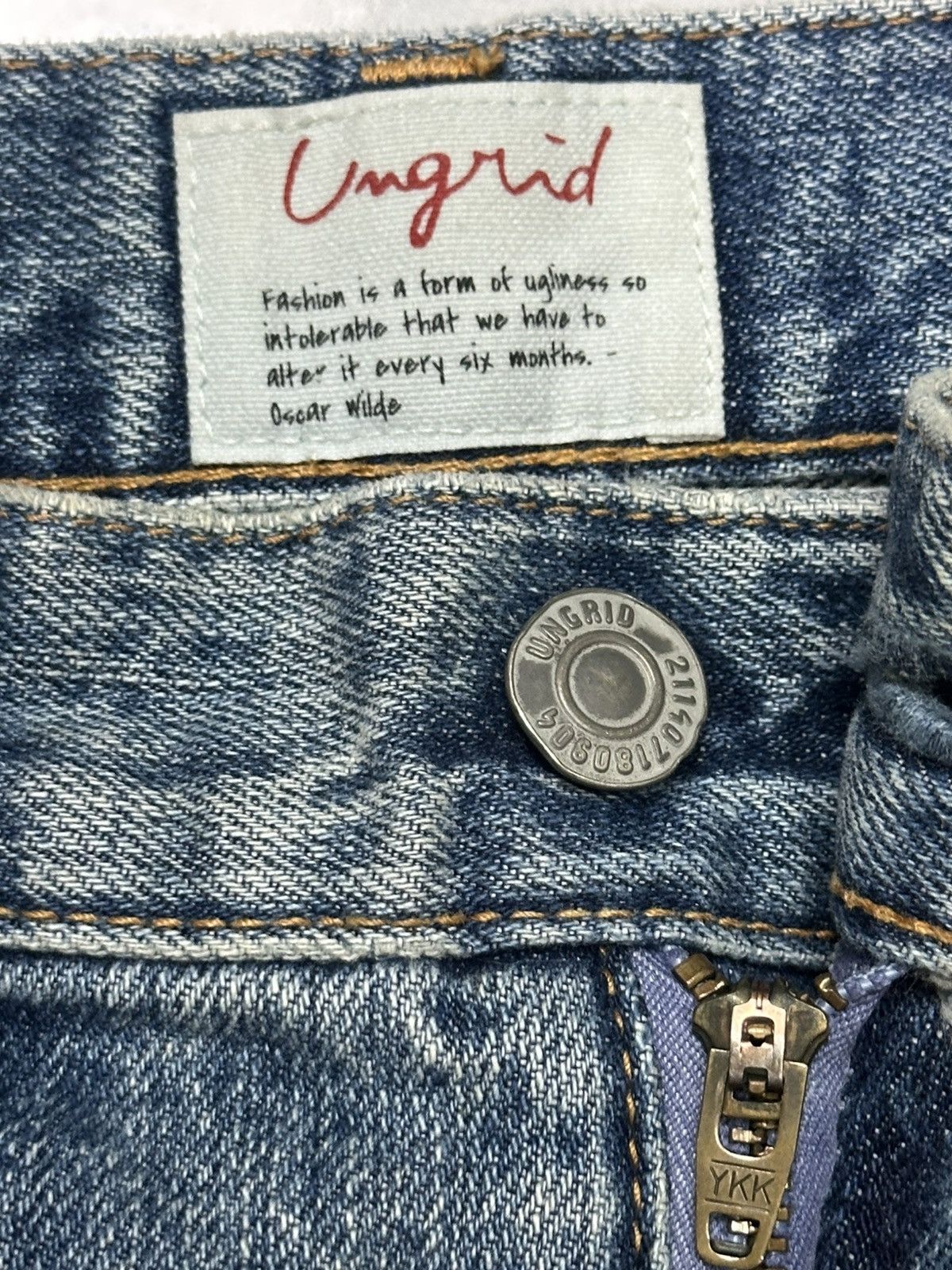 Japanese Brand Vintage Ungrid Classic Straight Fit Distressed Knees & Faded Size US 28 / EU 44 - 13 Thumbnail