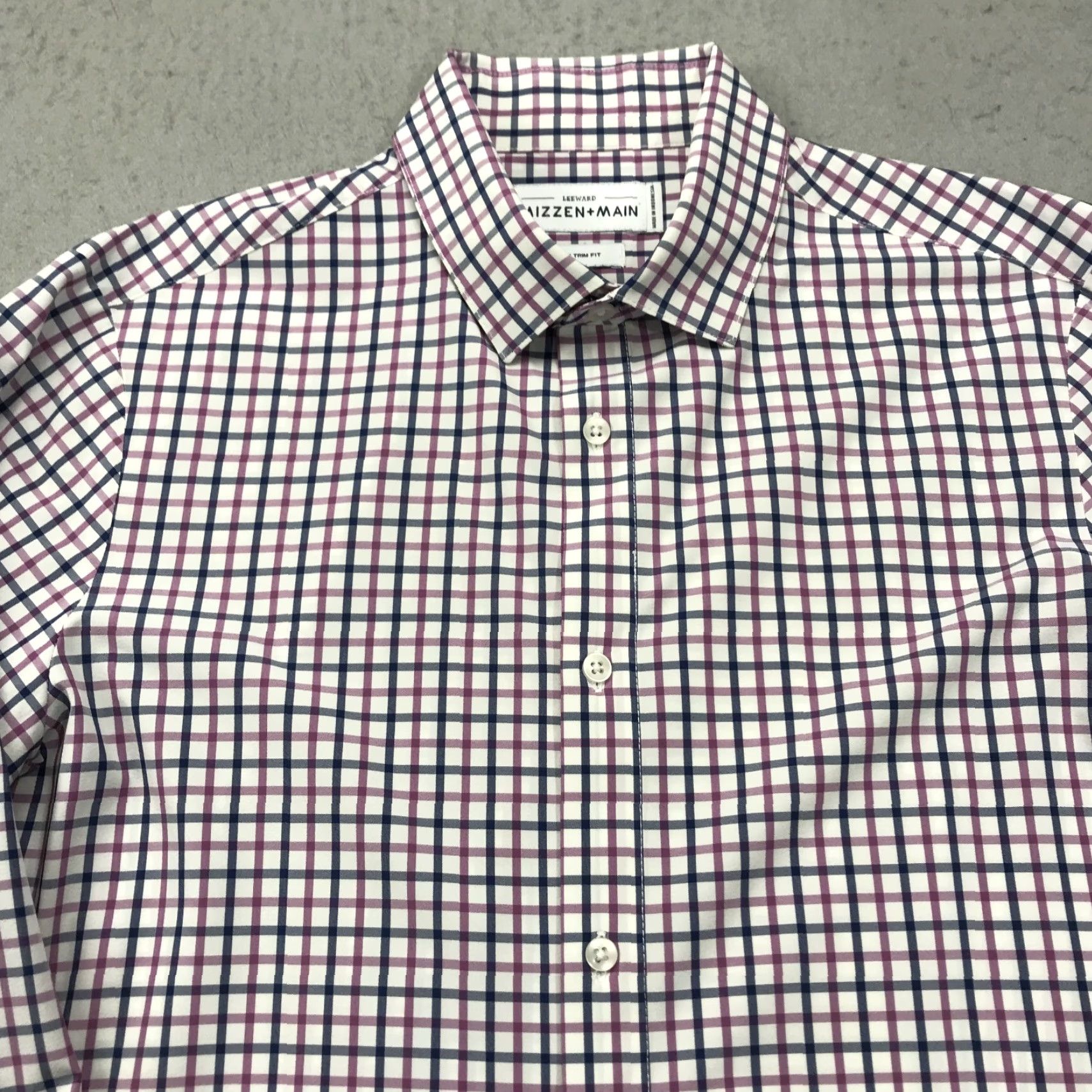 Mizzen+Main Mizzen+Main Shirt Mens Large Pink Check Casual Stretch Trim Fit Button-Up Long Sleeve Size US L / EU 52-54 / 3 - 2 Thumbnail