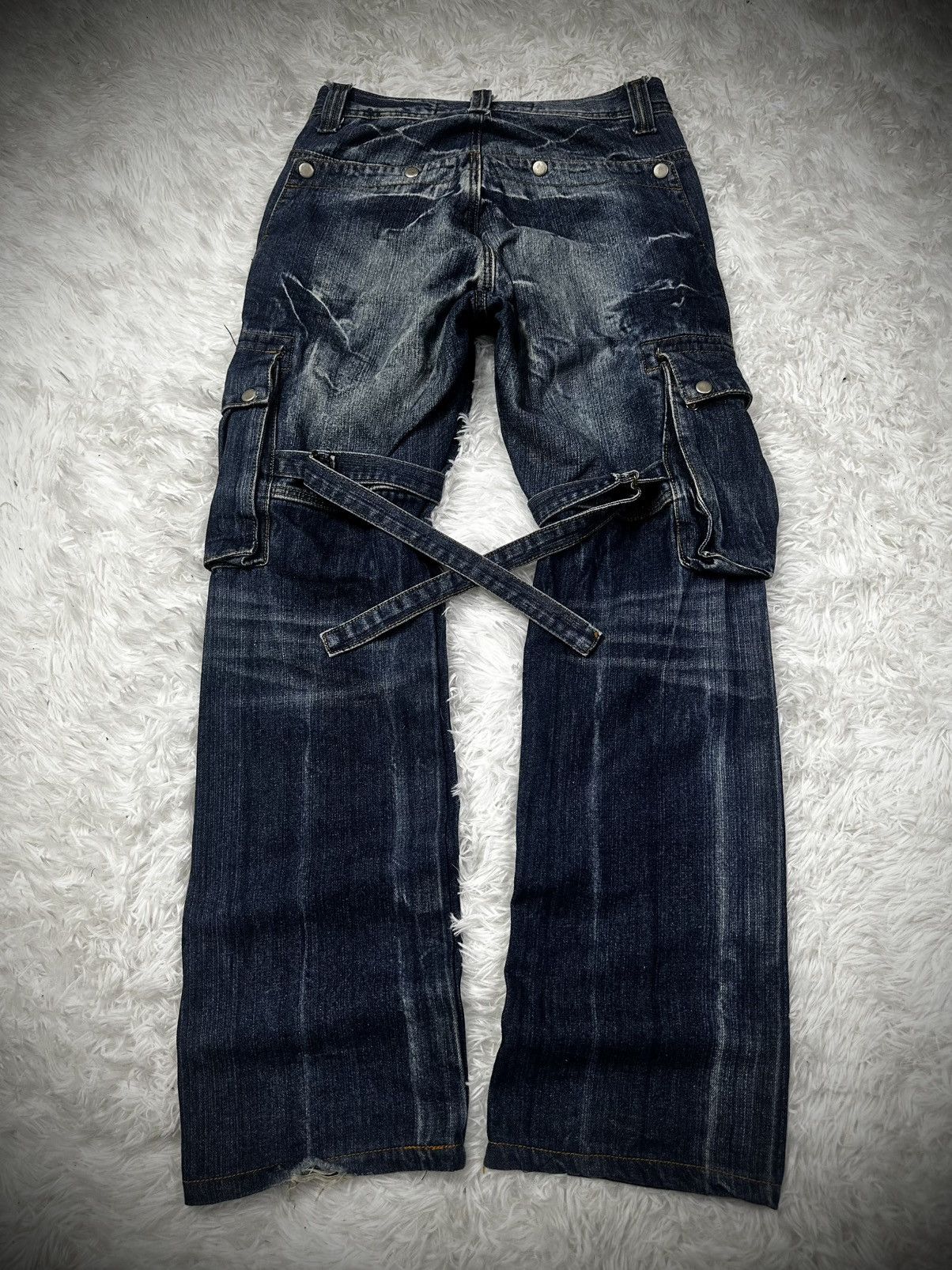 Japanese Brand 💥rare💥 japanese brand RAIN bondage flare cargo jeans Size US 30 / EU 46 - 5 Thumbnail