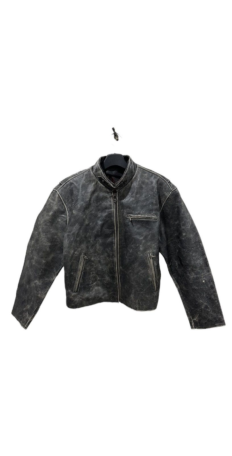 image of Harley Davidson x Vintage VTG Genuine Leather Motorcycles Distress Jacket in Cream (Size Large)