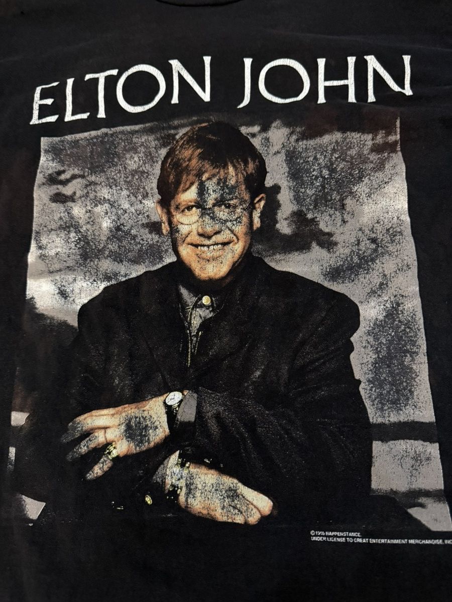 Vintage Thrashed Vintage 90s Elton John & Ray Cooper 1995 T Shirt Size US L / EU 52-54 / 3 - 3 Thumbnail