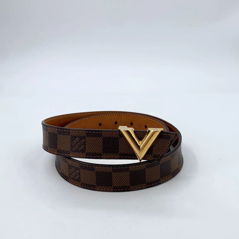 Louis Vuitton Louis Vuitton Dark brown V-button checkerboard belt Size ONE SIZE - 1 Thumbnail