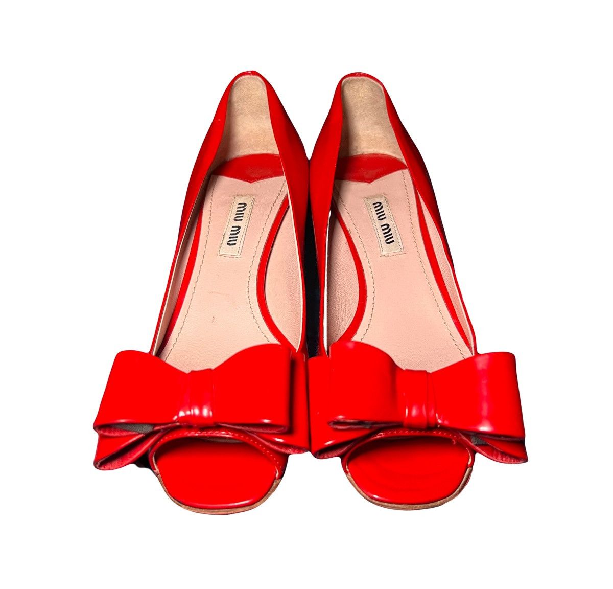 Miu Miu Miu Miu Red Patent Leather Block Heel Pumps Y2K Size US 4 / IT 34 - 3 Thumbnail