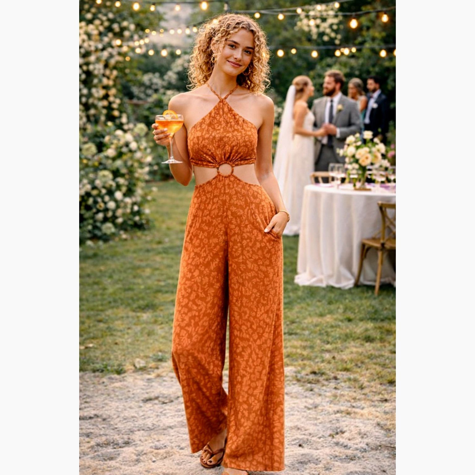 Other Rumer Animal Jumspuit - Rust Leopard- size XS Size 24" / US 00 / IT 34 - 1 Thumbnail