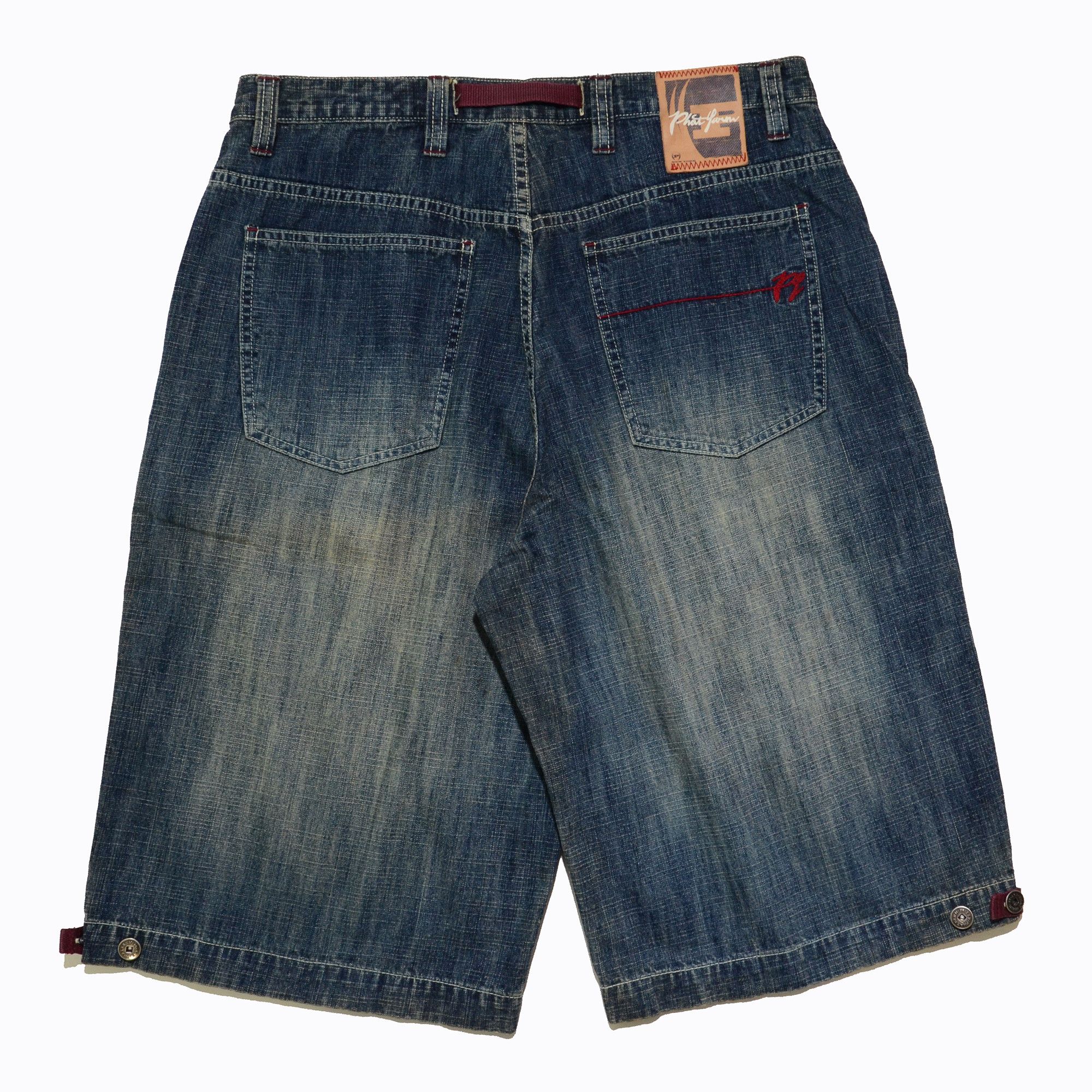 Phat Farm [Folded Color Stain] PF Rare Cargo Denim 90s Streetwear Size US 30 / EU 46 - 2 Thumbnail