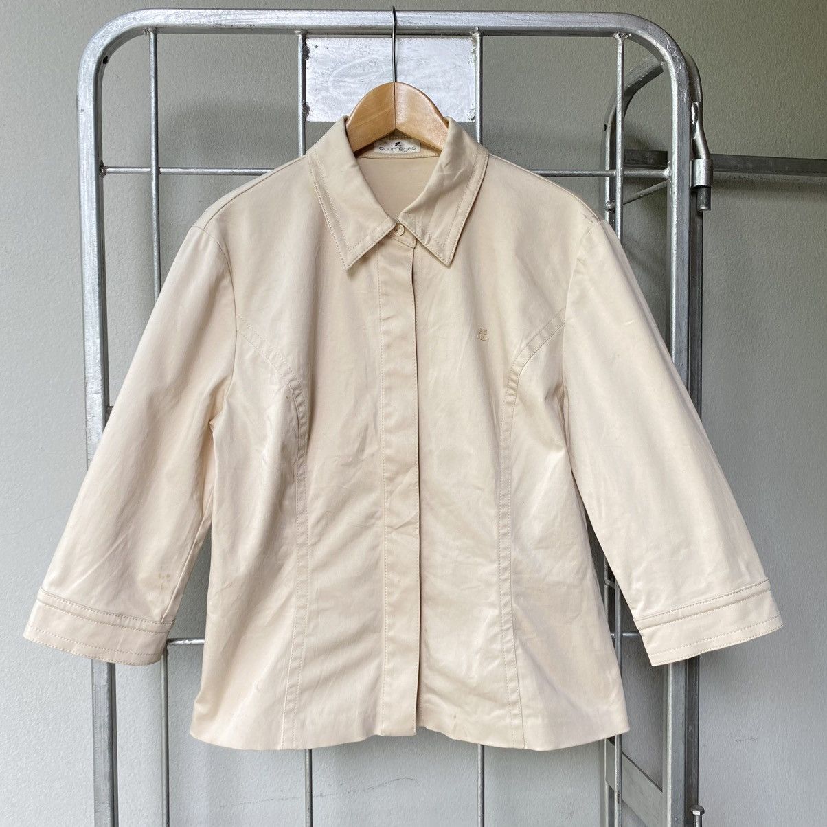 Courreges Courreges Gold Collared Fitted Shirt Size L / US 10 / IT 46 - 6 Thumbnail