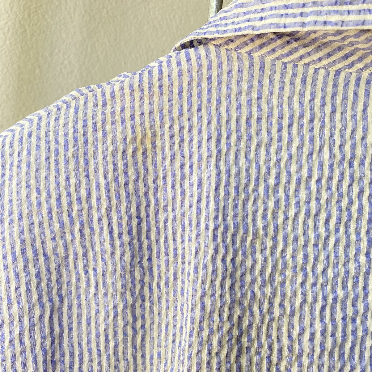 Celine CELINE Blue & White Striped Textured Blazer Shirt Size M / US 6-8 / IT 42-44 - 16 Thumbnail