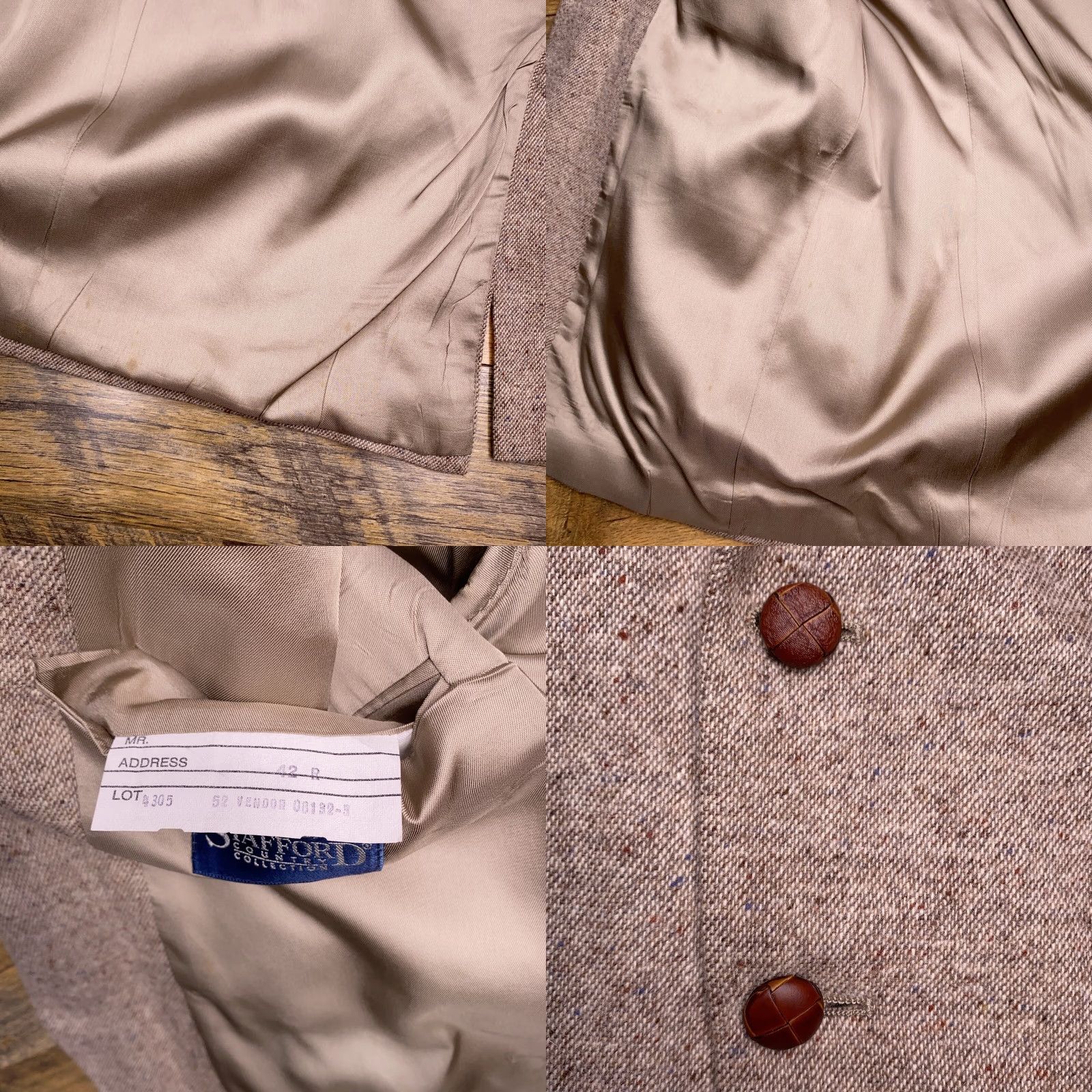 Stafford VINTAGE Stafford Sport Coat Brown Wool 42R Blazer Single-Breasted 2-Button Notch Lapel Men Regular Size 42R - 8 Thumbnail