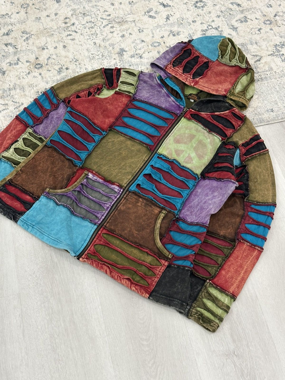 Rising Sun & Co. Rising International Multi-coloured Patchwork Zip Hoodie Art Size M / US 6-8 / IT 42-44 - 3 Thumbnail