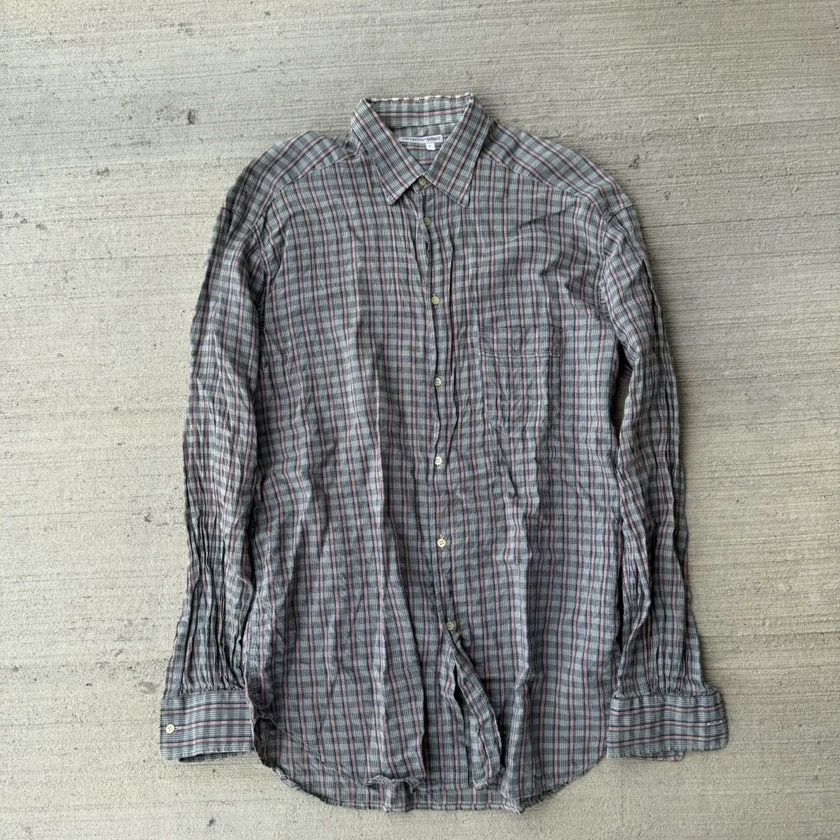 Emporio Armani Vintage Emporio Armani Plaid Button-Down Shirt Size US M / EU 48-50 / 2 - 1 Thumbnail