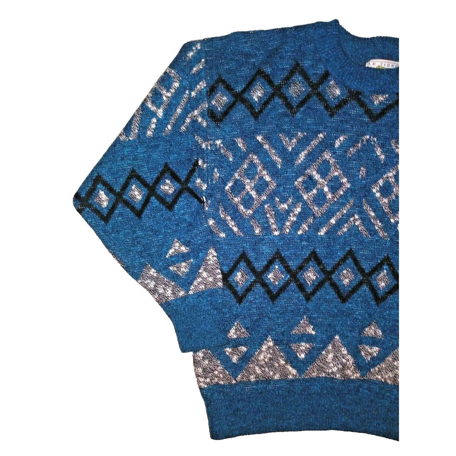 Le TIGRE Vintage Mens Sweater Aztec Geometric Sz M blue black USA Size US M / EU 48-50 / 2 - 6 Thumbnail