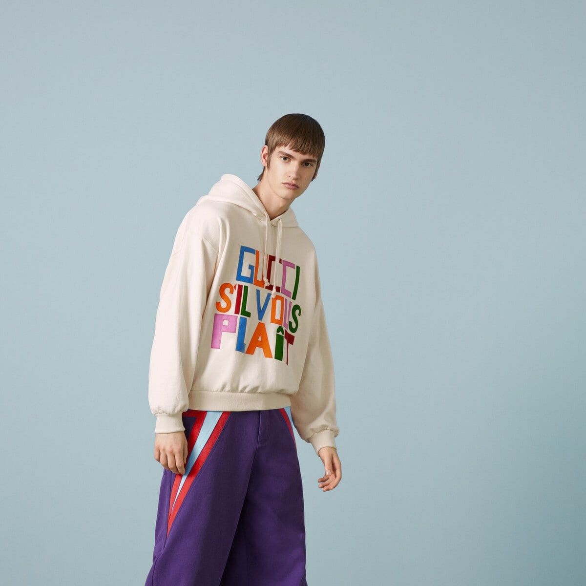 Gucci o1s1wg110225 Felted Cotton Sweatshirt Hoodie Patch in Ivory Size US XXL / EU 58 / 5 - 3 Thumbnail