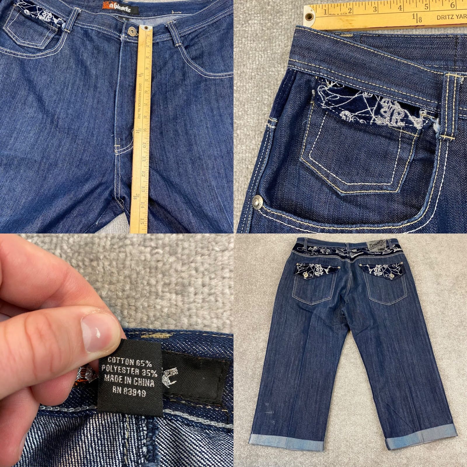 Vintage VINTAGE Ablanche Jeans Men 42x24 Blue Dark Wash Hemmed Denim Pants Skater Baggy Wide Y2K Size US 42 / EU 58 - 8 Thumbnail