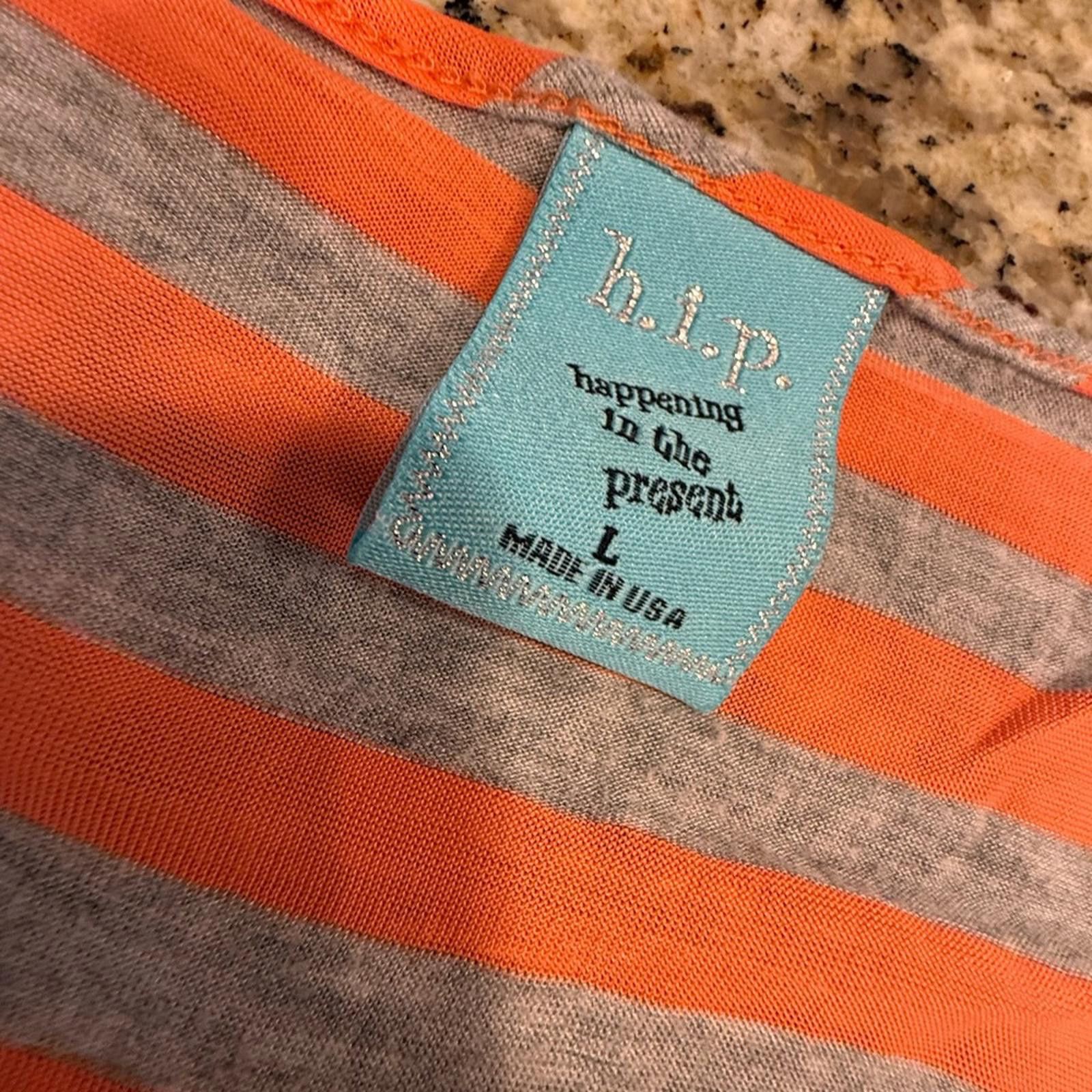 L7 Real Hip h.i.p. orange gray striped tank top scoop neck split hem LG Size L / US 10 / IT 46 - 5 Thumbnail