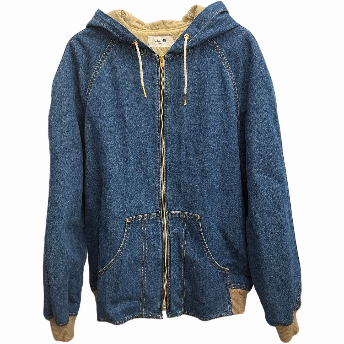Celine Celine Logo Back Denim Zip Hoodie Size XS Size XS / US 0-2 / IT 36-38 - 1 Thumbnail