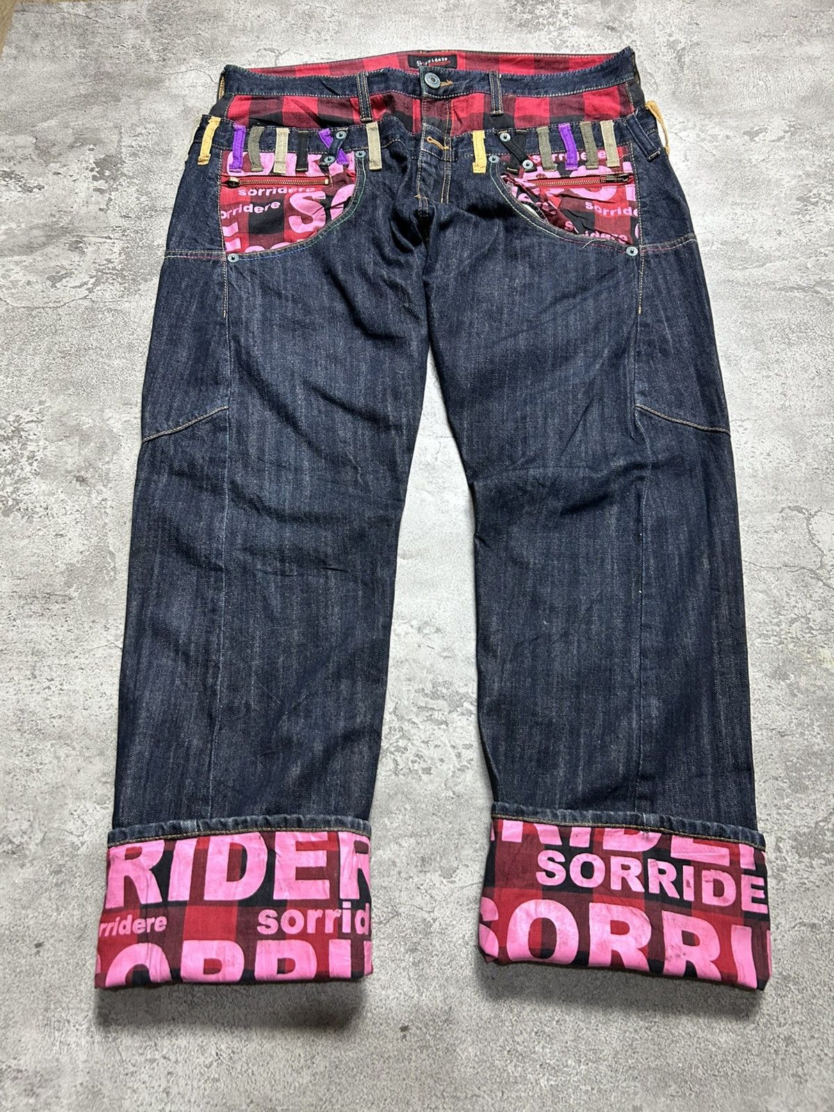 Japanese Brand Sorridere Double Waist Big Logo Denim Jeans Kapital Style Size US 36 / EU 52 - 2 Thumbnail