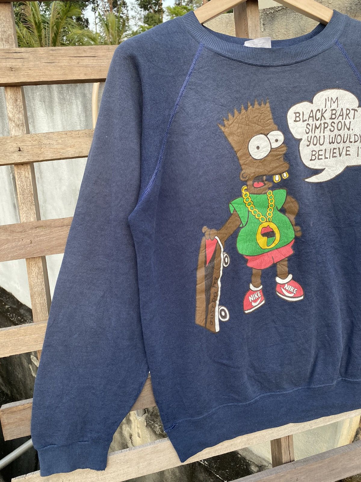 Hanes 🔥 Distressed🔥 Vintage 80s Bart Simpson x Nike Sweatshirt Size US L / EU 52-54 / 3 - 4 Thumbnail