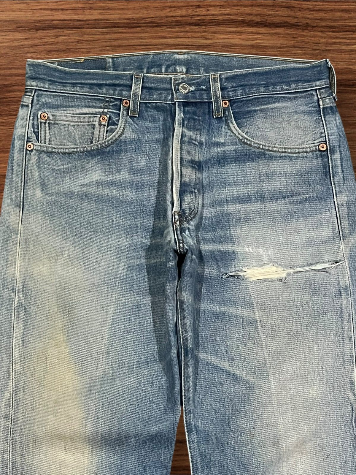 Levi's Levi’s 501 XX Vintage Inspired Washed Button Fly Blue Jeans Size US 33 - 4 Thumbnail