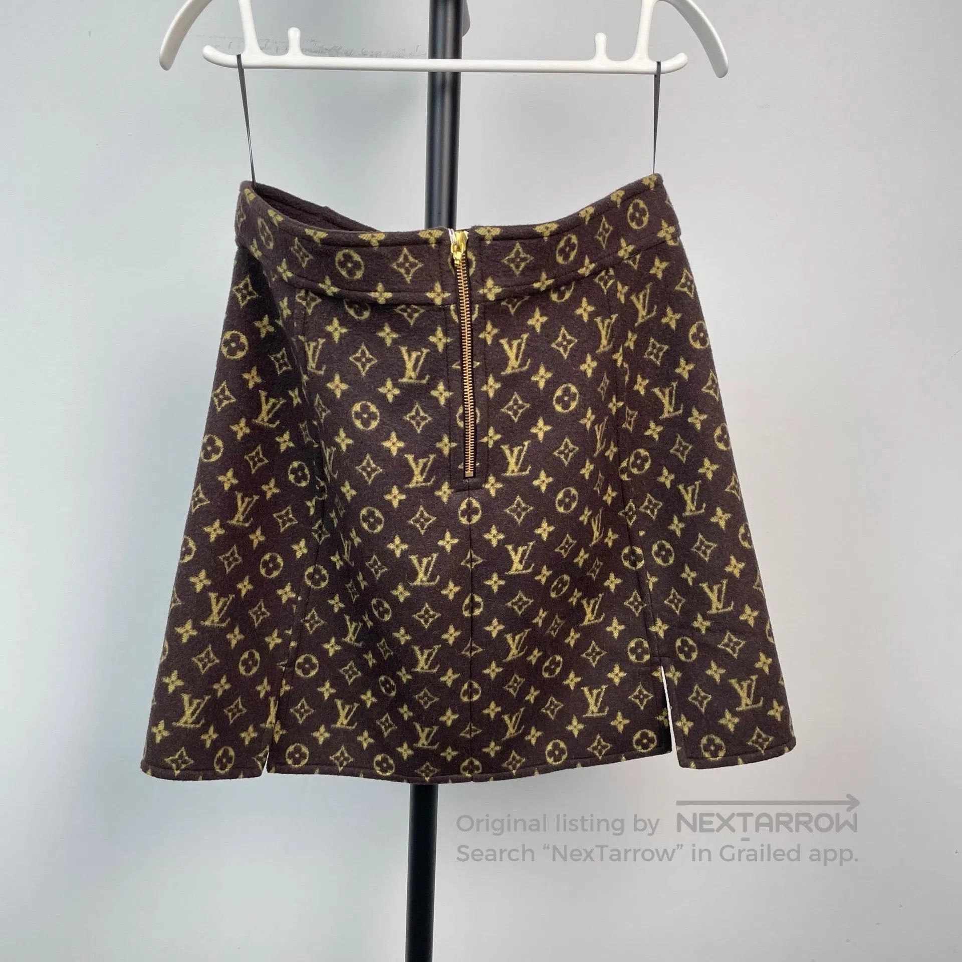 Louis Vuitton Louis Vuitton Brown Fleece Lined Camo Print Midi Skirt| Size 37" - 2 Thumbnail