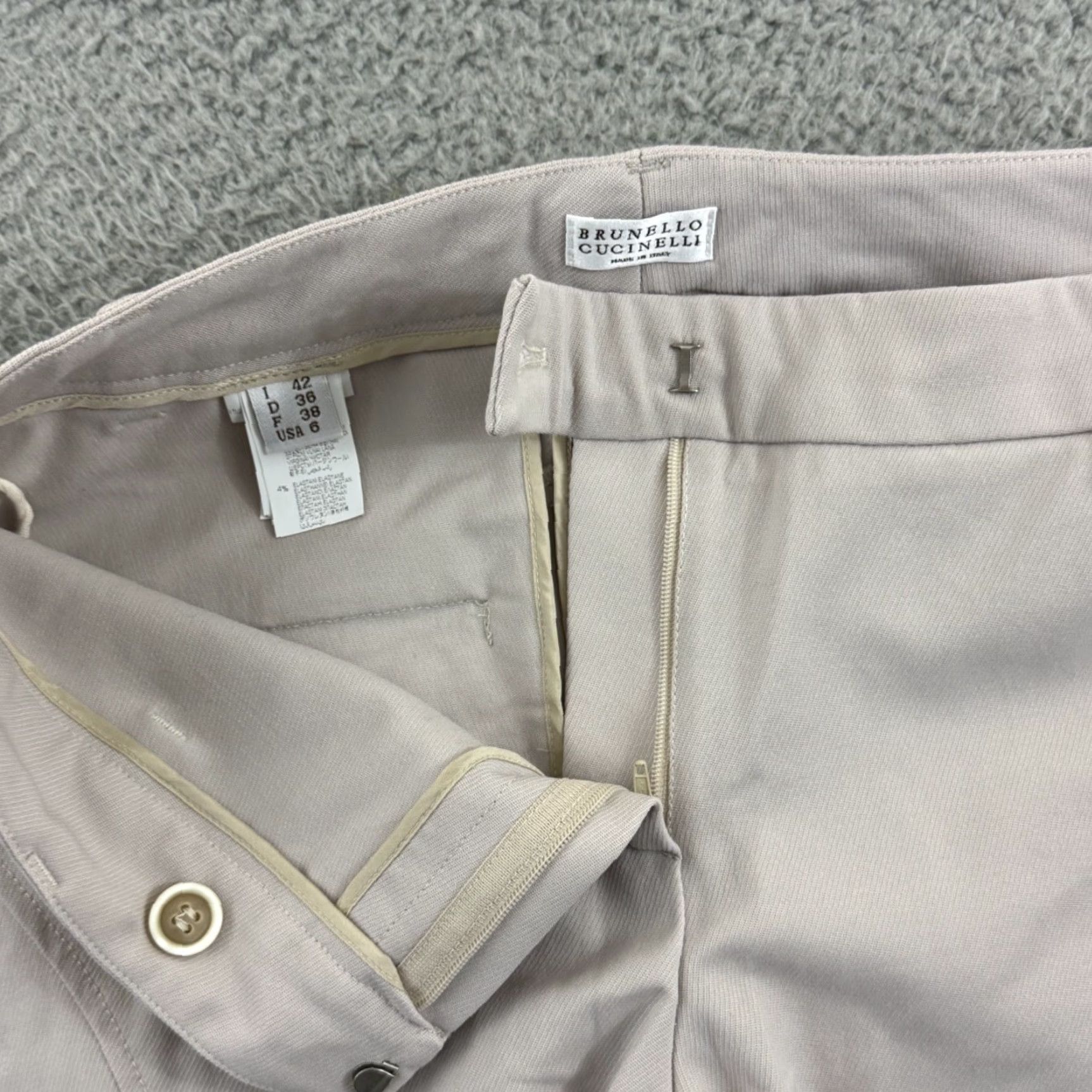 Brunello Cucinelli VINTAGE Brunello Cucinelli Pants Womens 6 Ivory Twill Flat Front Trousers Preppy Italy Size 28" / US 6 / IT 42 - 4 Thumbnail