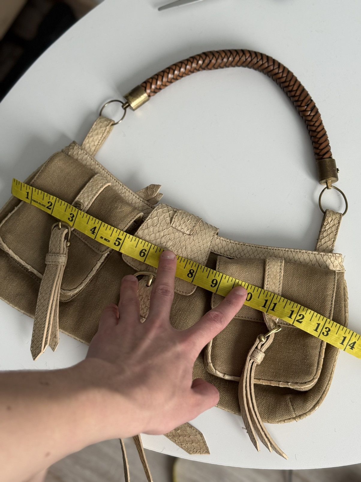 Burberry Prorsum Burberry Prorsum Python-Style Leather Canvas Shoulder Bag Size ONE SIZE - 17 Thumbnail