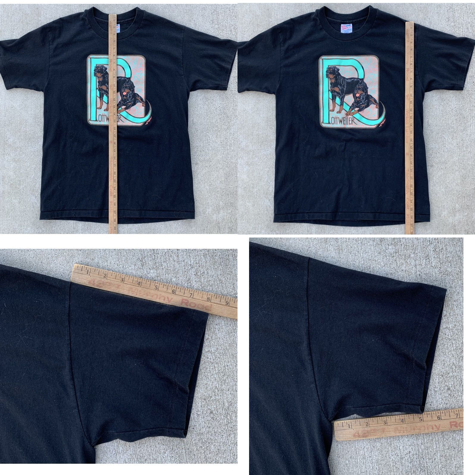 Cottweiler VINTAGE Rottweiler Dog T Shirt 90s 1990s Hanes Heavyweight 50/50 Mens L Black Short Sleeve Crew Neck Dog Graphic Print Clothing Size US L / EU 52-54 / 3 - 11 Thumbnail
