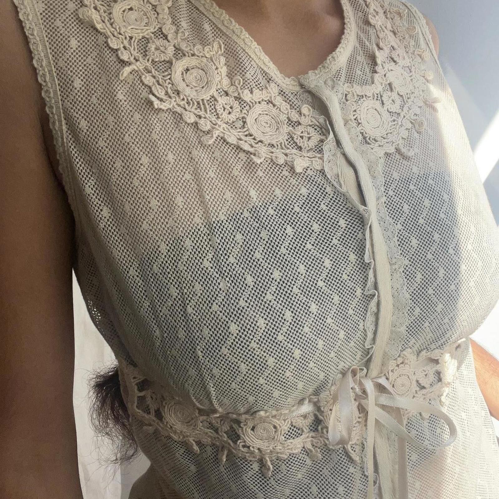 Other Cream lace-up front vest with tie waist detail #fairycore Size S / US 4 / IT 40 - 8 Thumbnail