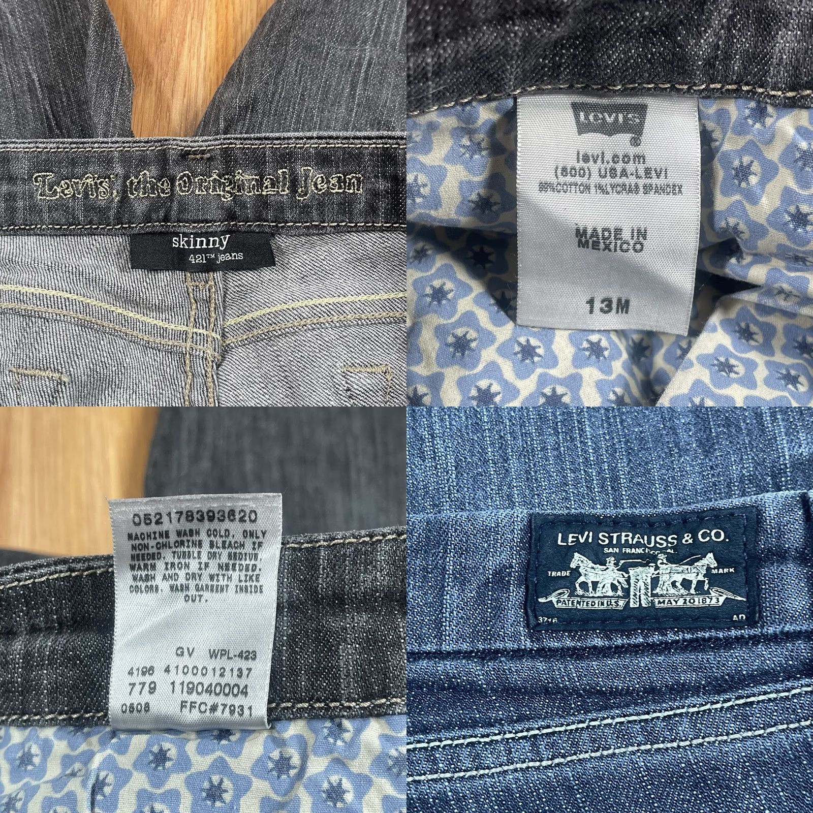 Levi's Levi's Jeans Womens 13M 421 Skinny Stretch Black Denim MidRise The Original Jean Size 34" / US 12 / IT 48 - 9 Thumbnail