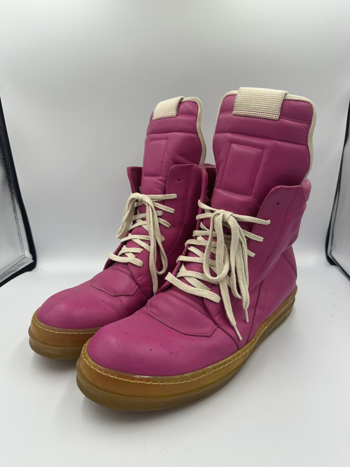 Rick Owens Rick Owens pink yellow sole geobasket Size US 13 / EU 46 - 1 Thumbnail
