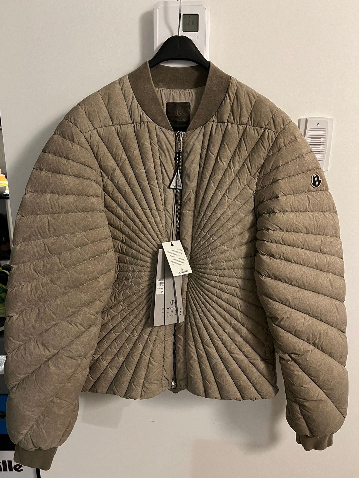 Pre-owned Moncler X Rick Owens New Rick Owens X Moncler Dirt Radiance Flight Jacket Fw23 In Beige