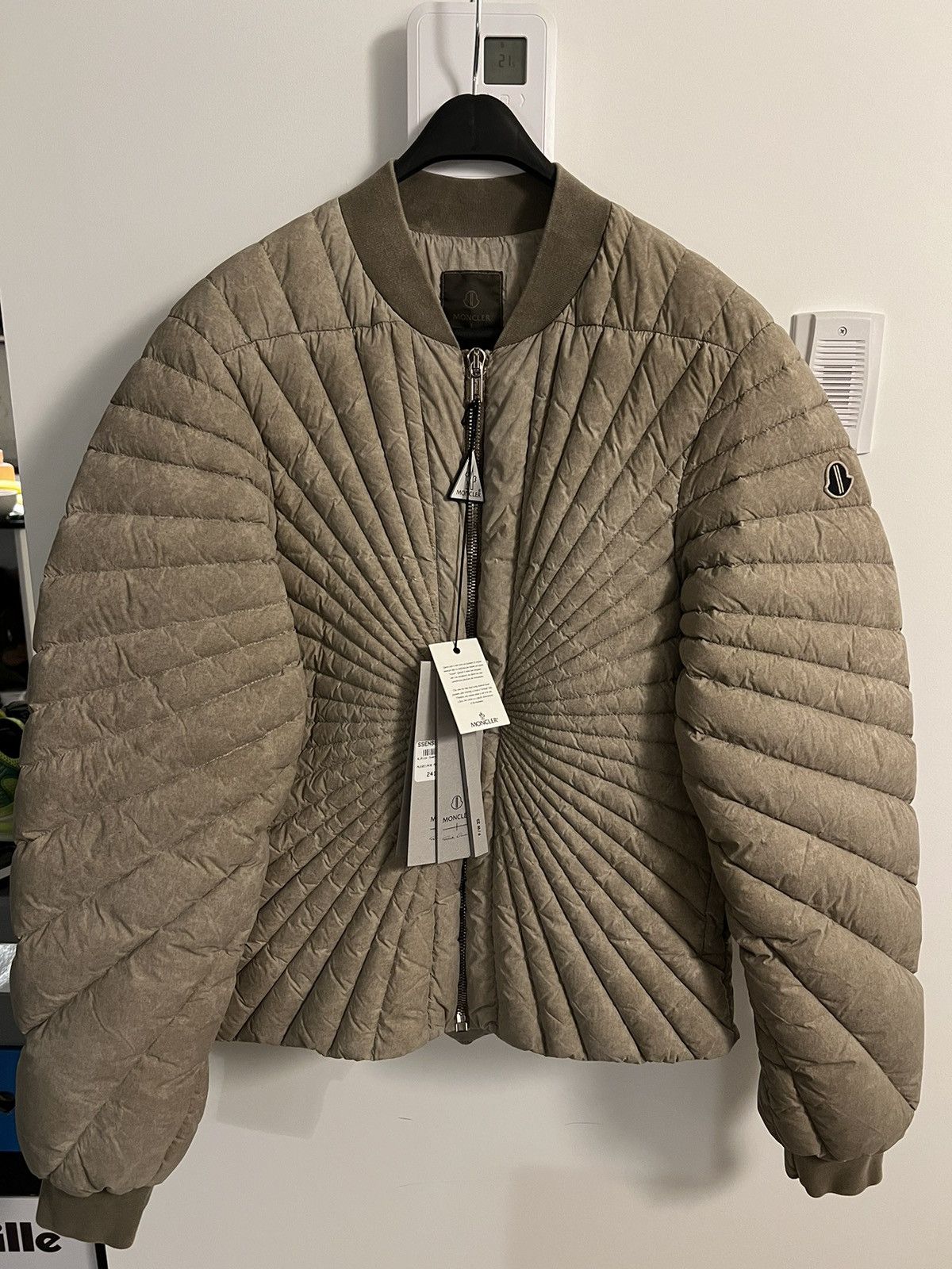 image of New Rick Owens X Moncler Dirt Radiance Flight Jacket Fw23 in Beige, Men's (Size XL)