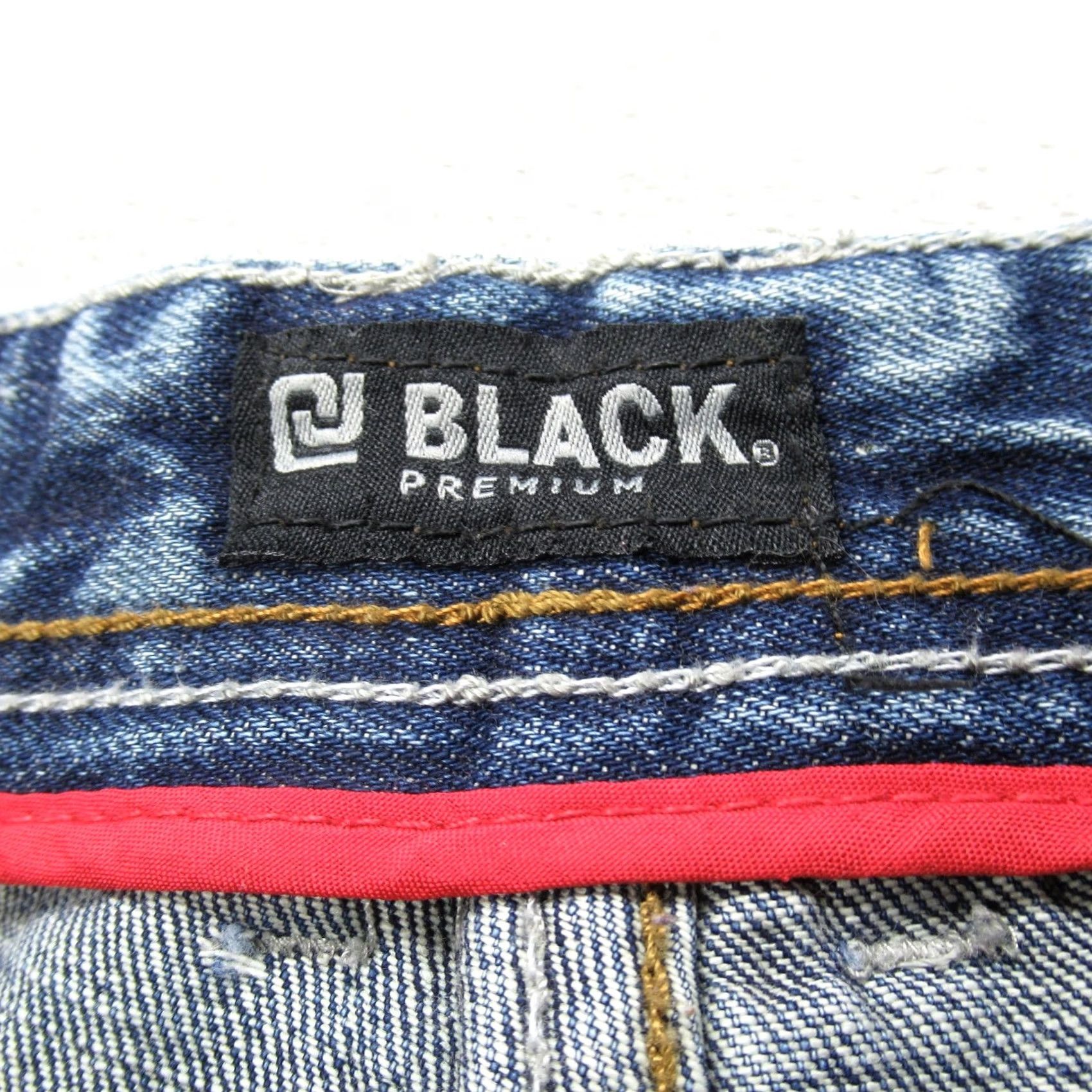 Denime CJ Black Premium Denim Shorts Men 32 Distress Paint Splatter Regular Flat Front Pockets Blue 11in Inseam Adults Mens Size US 32 / EU 48 - 4 Thumbnail