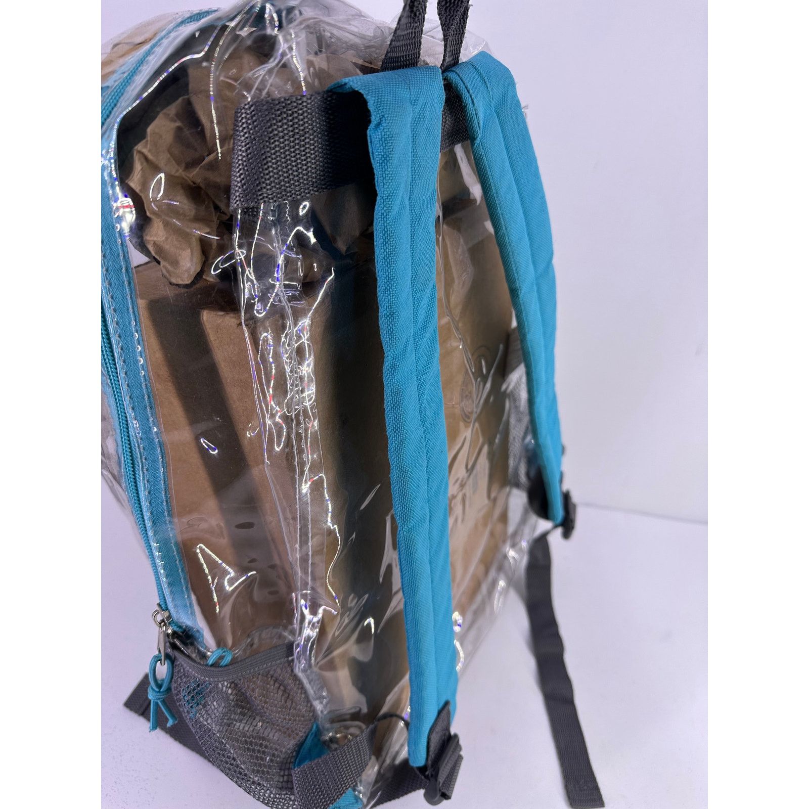 Other Adult Teenager Clear Backpack With Blue Straps 17” Tall Size ONE SIZE - 8 Thumbnail