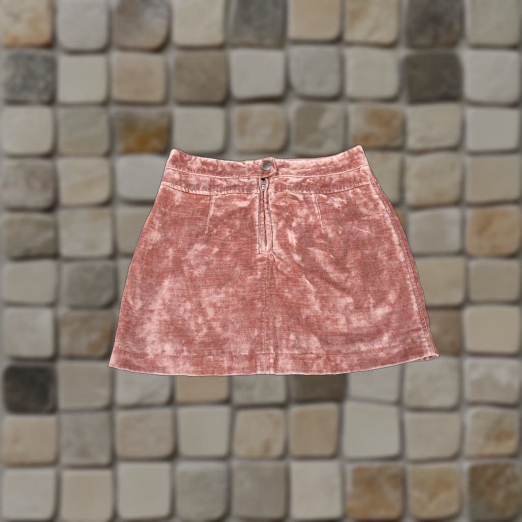 Free People VINTAGE Free People Skirt Womens 2 Pink Velvet A-Line Short Casual Party/Cocktail Travel Zip Zipper Cotton Blend Regular Size 2 Pink Womens Skirt Size 26" / US 2 / IT 38 - 1 Thumbnail