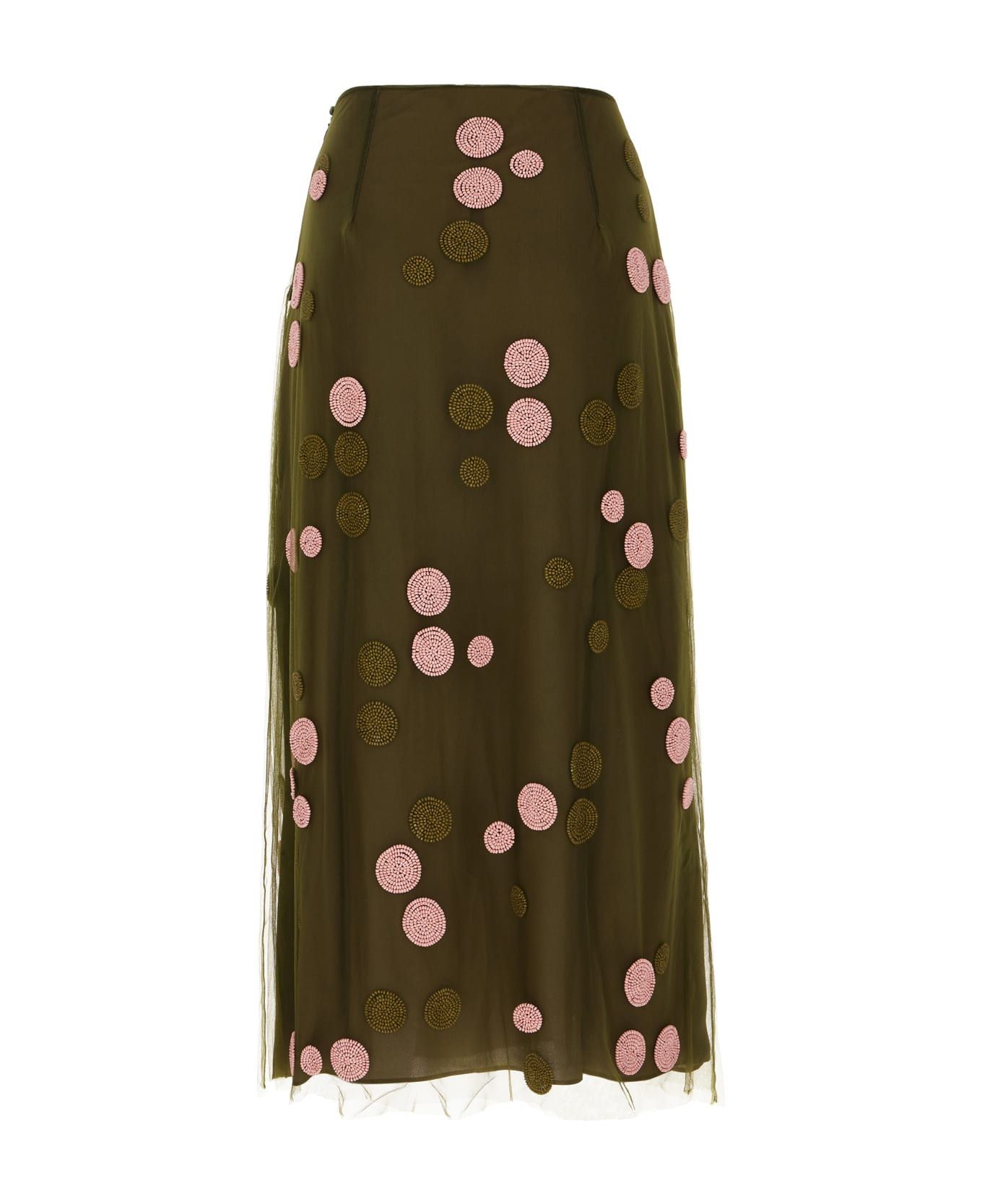 Fendi o1s1wg110226 Midi Skirt in Military Green/Pink Size 26" / US 2 / IT 38 - 2 Thumbnail