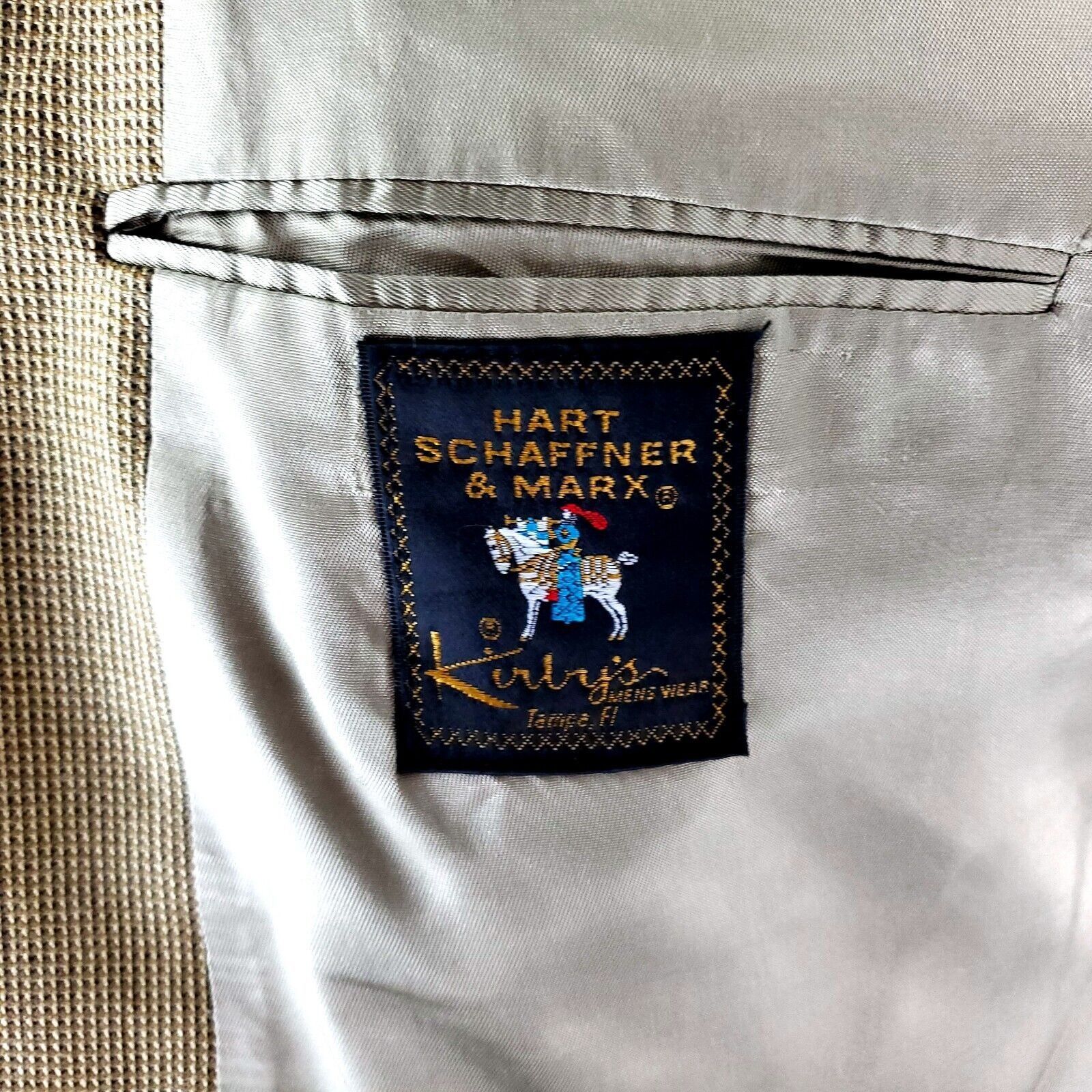 Hart Schaffner Marx Hart Schaffner Marx Wool 2 Button Sport Coat 46L Tan Nailshe Size 46L - 7 Thumbnail