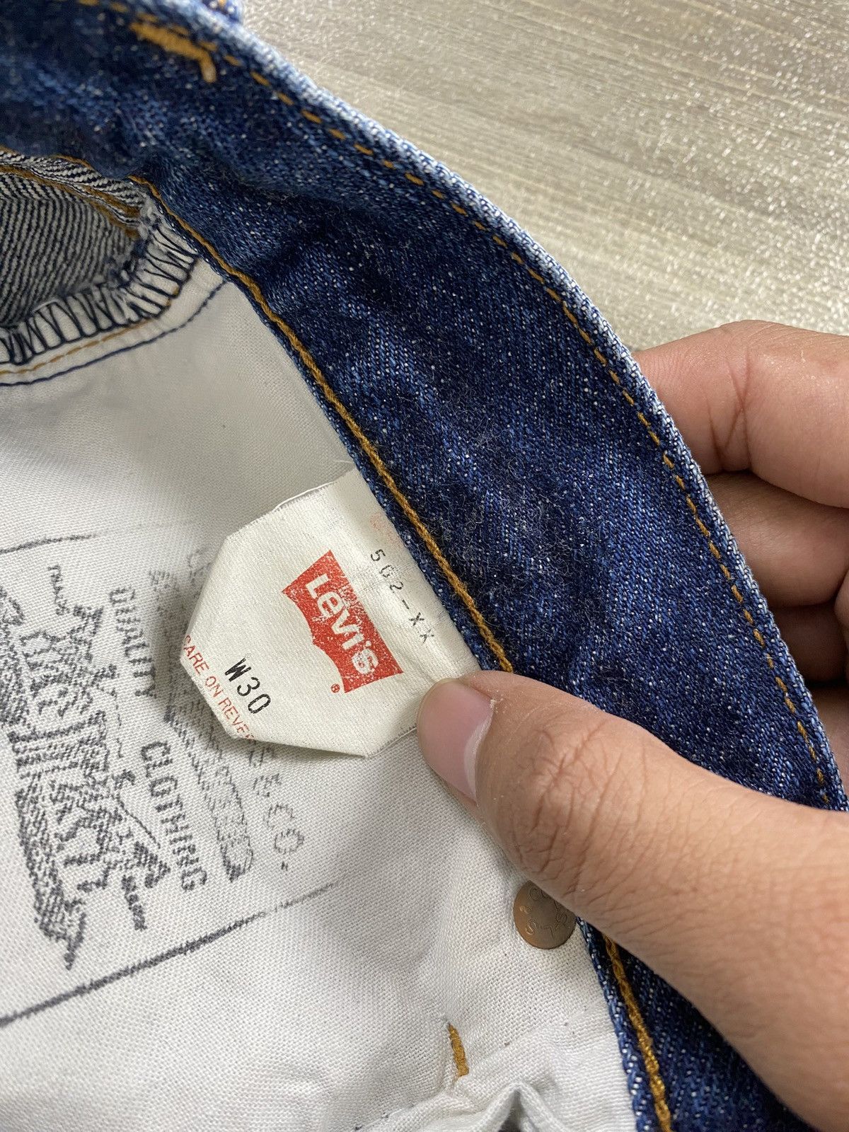 Levi's Vintage Levis 502XX 30x36 Selvedge Straight Fit Blue Jeans Size US 30 / EU 46 - 10 Thumbnail