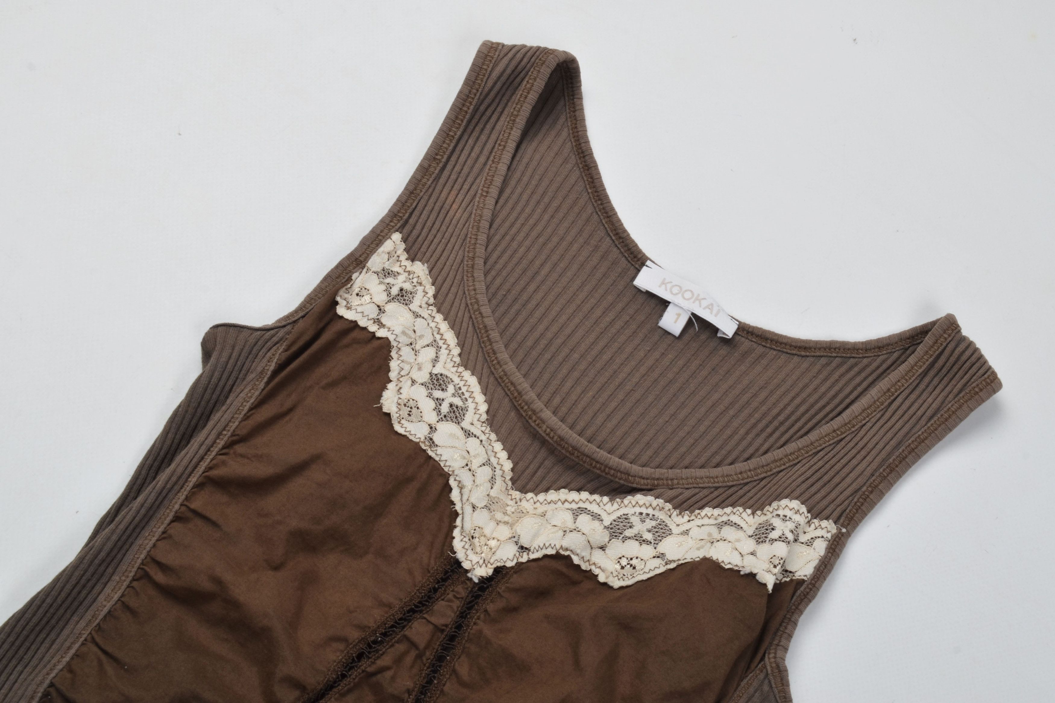 Designer Vintage Kookai Y2K Coquette Cottage Rib Knit Gray Top Size S / US 4 / IT 40 - 5 Thumbnail