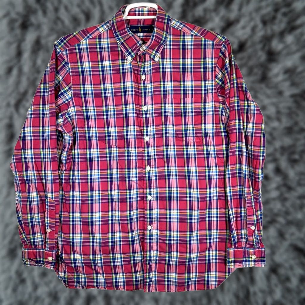 Ralph Lauren Ralph Lauren Mens L Plaid Shirt Cotton Button-Down Long Sleeve Pink & Blue Classic Size US L / EU 52-54 / 3 - 1 Thumbnail